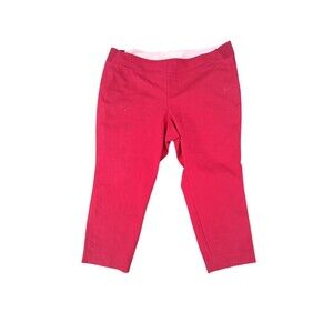 Investments II Women's Red Capri Cropped Pants Pull On Style 24W